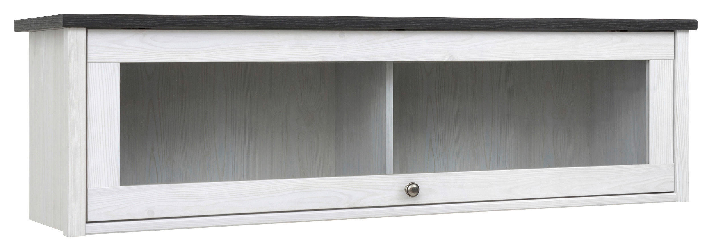 VITRINE in Kieferfarben, Lärchefarben  - Silberfarben/Lärchefarben, Design, Glas/Holzwerkstoff (128,5/37/34,5cm)