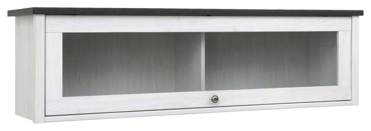 VITRINE in Kieferfarben, Lärchefarben  - Silberfarben/Lärchefarben, Design, Glas/Holzwerkstoff (128,5/37/34,5cm)
