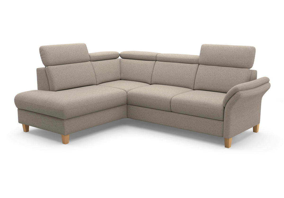 ECKSOFA GLENDALE E in Flachgewebe Taupe  193/247 cm  - Taupe/Eichefarben, KONVENTIONELL, Holz/Textil (193/247cm) - Sit & More
