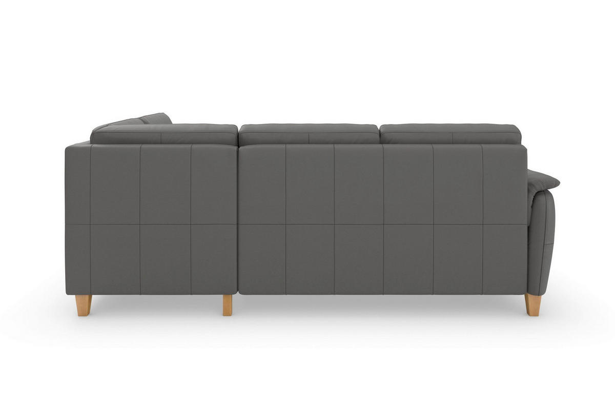 ECKSOFA Echtleder Mokka  - Eichefarben/Mokka, Basics, Leder/Holz (236/212cm) - Sit & More