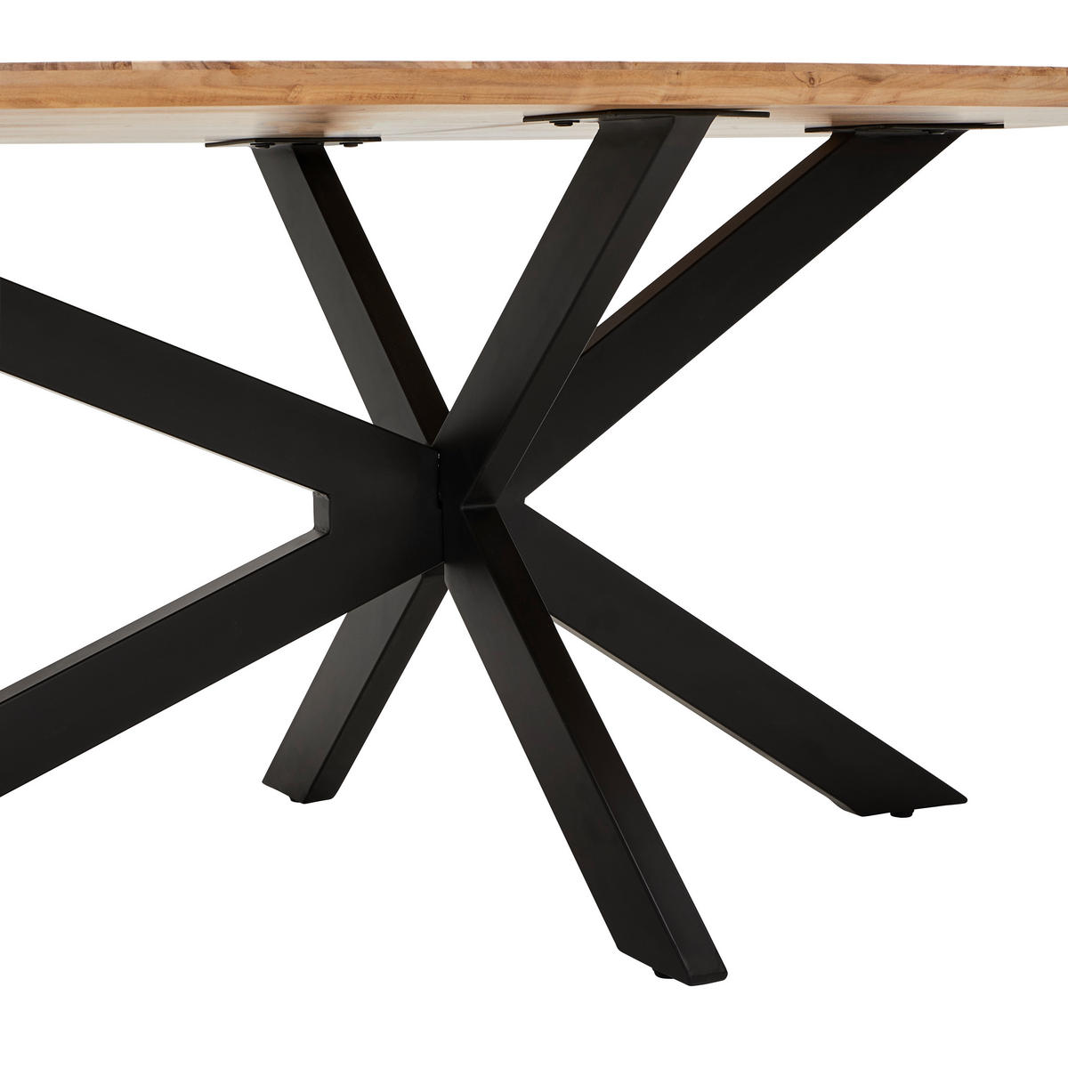 ESSTISCH Akazie vollmassiv bootsförmig Schwarz, Akaziefarben  - Schwarz/Akaziefarben, LIFESTYLE, Holz (200/100/76cm) - Landscape