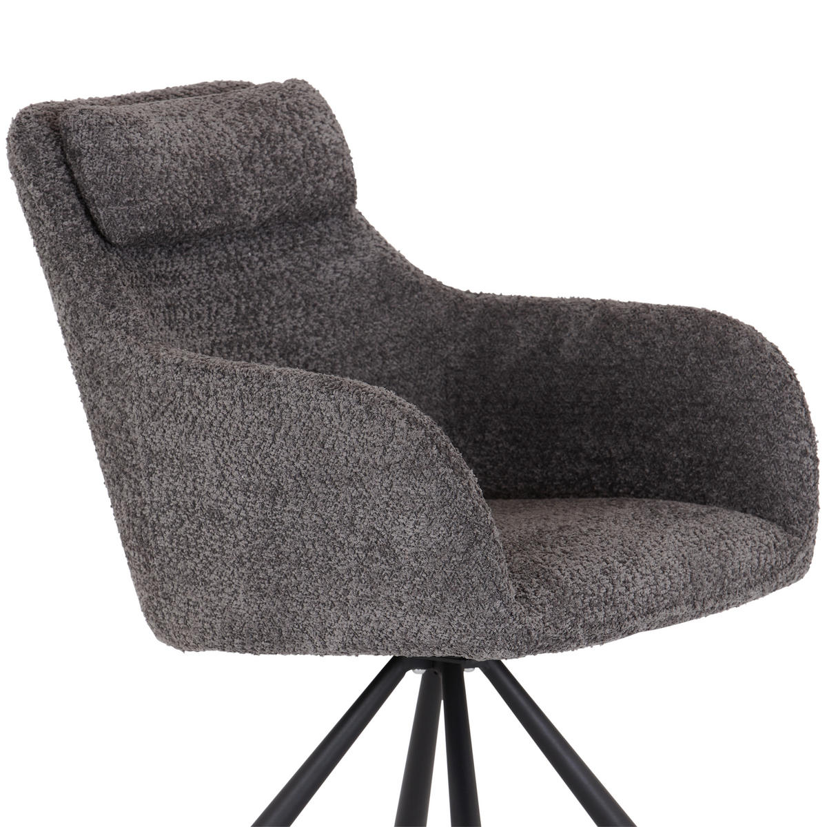 ARMLEHNSTUHL  in Eisen Bouclé  - Schwarz/Grau, MODERN, Holz/Textil (59/88/64cm) - MID.YOU