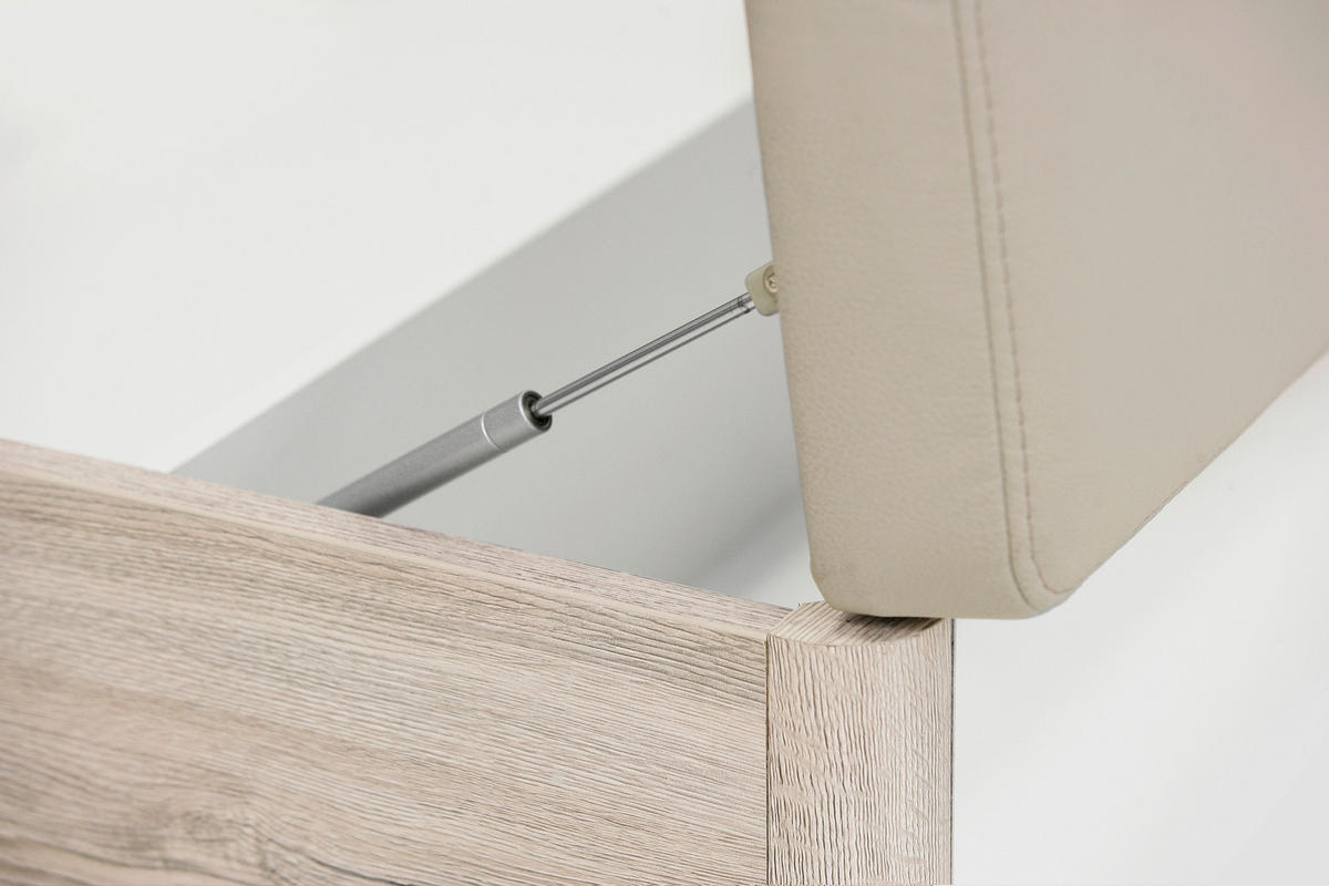ÁGYSZETT 180/200 cm  homok, magasfényű fehér  - magasfényű fehér/homok, Design, bőr/faalapú anyag (180/200cm) - Xora