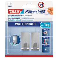 Klebehaken Powerstrips 2 Stück  in Edelstahlfarben  - Edelstahlfarben, Basics, Metall (1,4/3,4/1,4cm) - Tesa