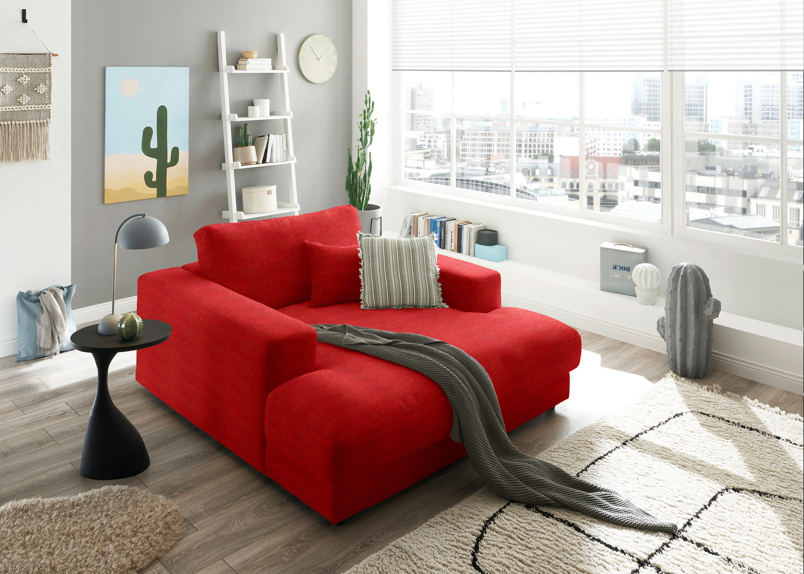 XXL-SESSEL in Chenille Orange  - Schwarz/Orange, Design, Kunststoff/Textil (150/86/170cm) - Lomoco
