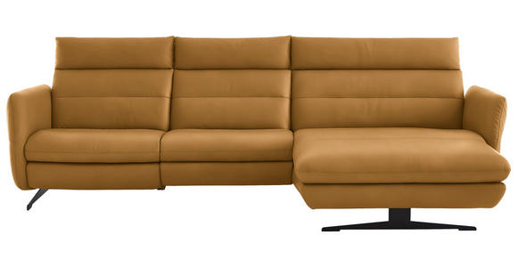 ECKSOFA in Echtleder Currygelb  300/157 cm  - Currygelb/Schwarz, Design, Leder/Metall (300/157cm) - Dieter Knoll