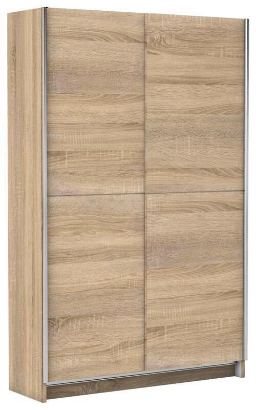 OMARA Z DRSNIMI VRATI, hrast sonoma  - barve aluminija/hrast sonoma, Basics, leseni material (125/196/38cm) - Livetastic