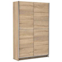 OMARA Z DRSNIMI VRATI, hrast sonoma  - barve aluminija/hrast sonoma, Basics, leseni material (125/196/38cm) - Livetastic