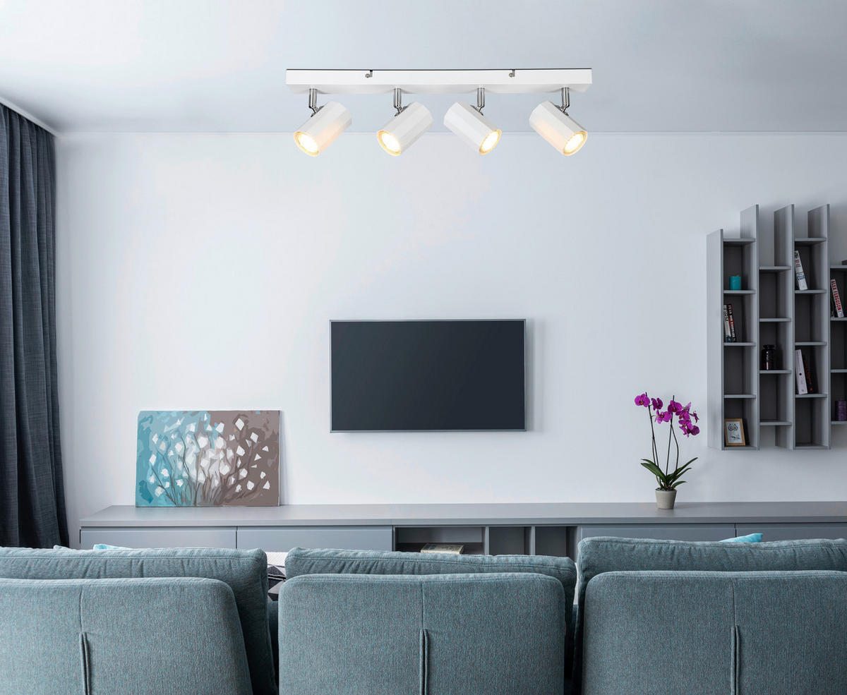 DECKENLEUCHTE    53/6/14,5 cm  - Weiß, Design, Metall (53/6/14,5cm) - Novel