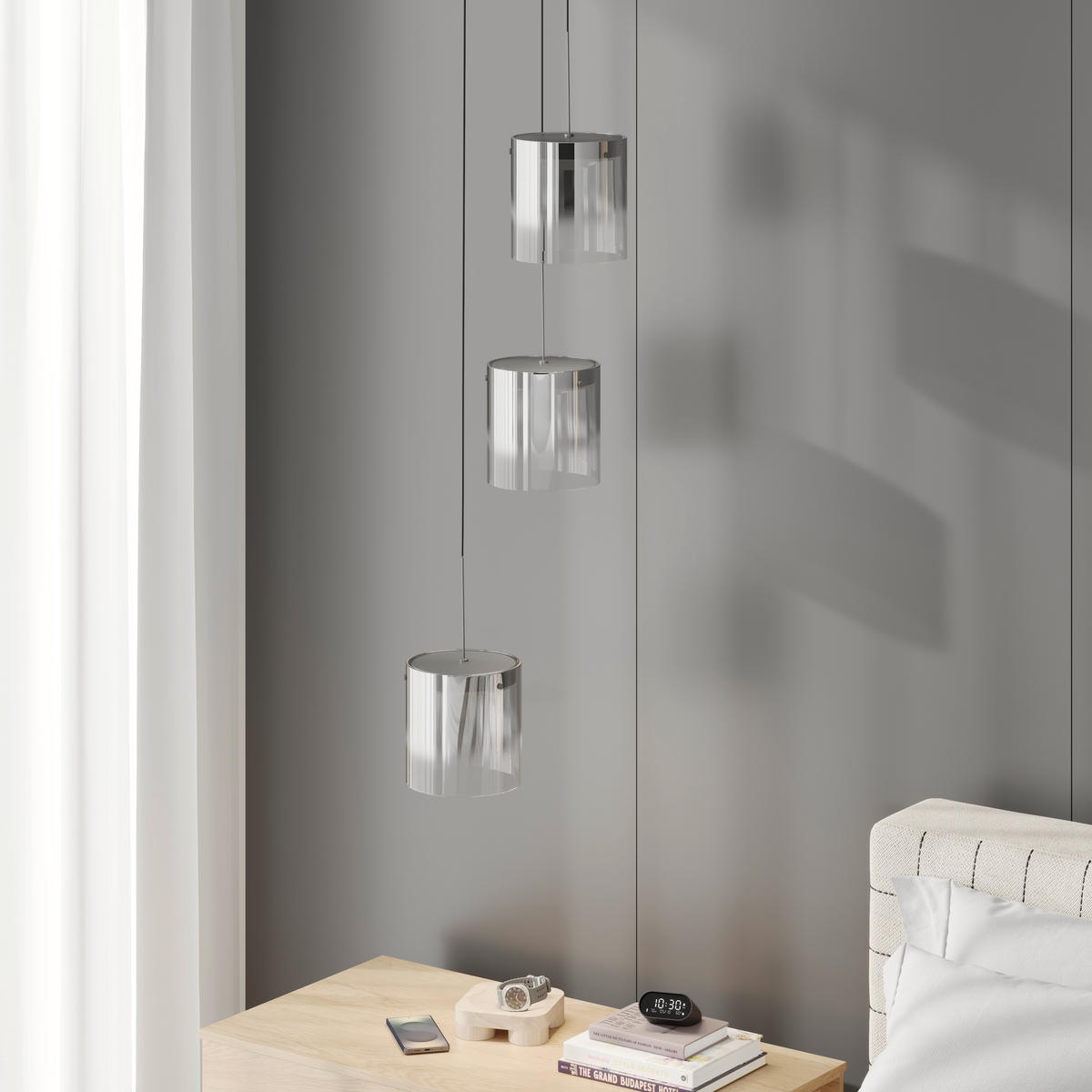 ZÁVESNÉ LED SVIETIDLO, 40/180 cm  - čierna, Design, kov/sklo (40/180cm) - Dieter Knoll