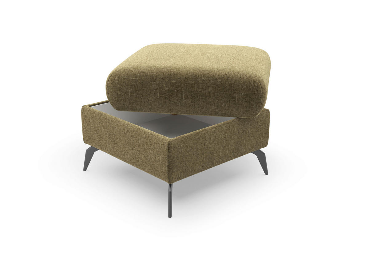 HOCKER Flachgewebe Olivgrün  - Schwarz/Olivgrün, KONVENTIONELL, Textil/Metall (58/50/58cm) - Sit & More