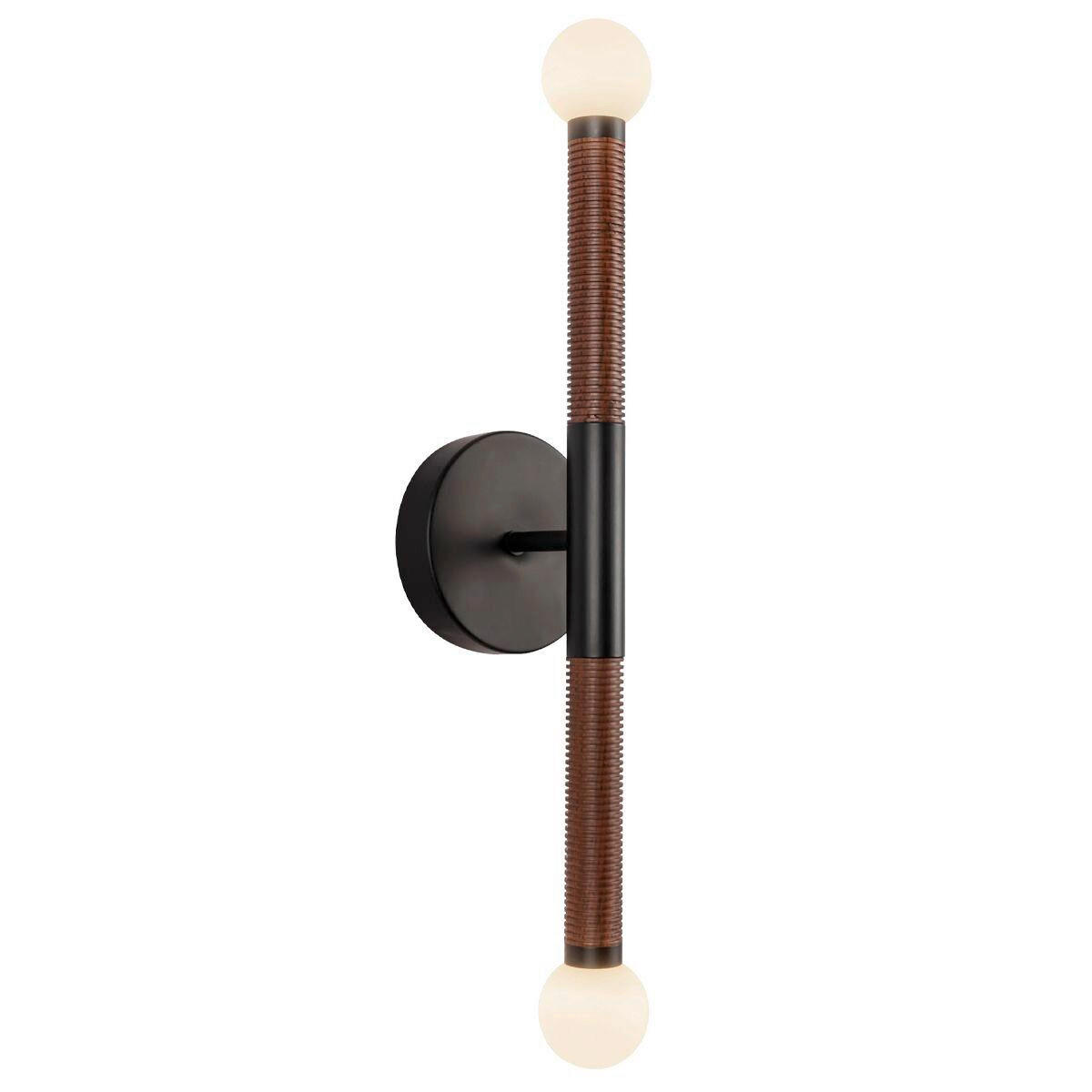 LED-WANDLEUCHTE Alora Mood 57,2/15,2 cm  - Walnussfarben/Schwarz, Design, Glas/Metall (57,2/15,2cm) - Elstead Lighting