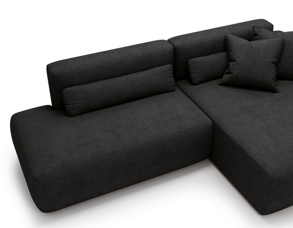 ECKSOFA REVE in Chenille Anthrazit  284/160 cm  - Anthrazit/Schwarz, Design, Kunststoff/Textil (284/160cm) - Livetastic