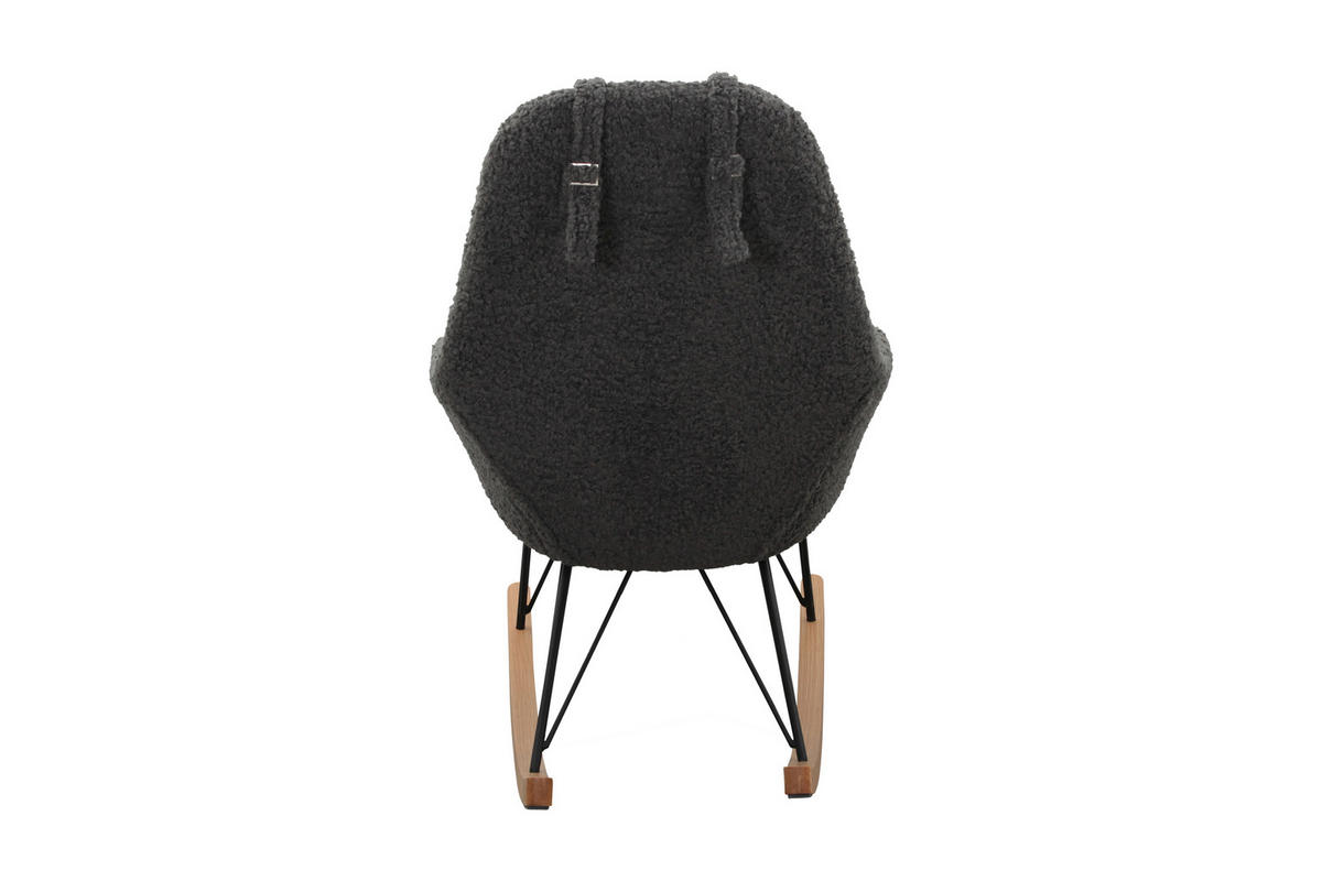 SCHAUKELSTUHL in Teddystoff Grau  - Eichefarben/Schwarz, MODERN, Holz/Textil (67/107/105cm) - Livetastic