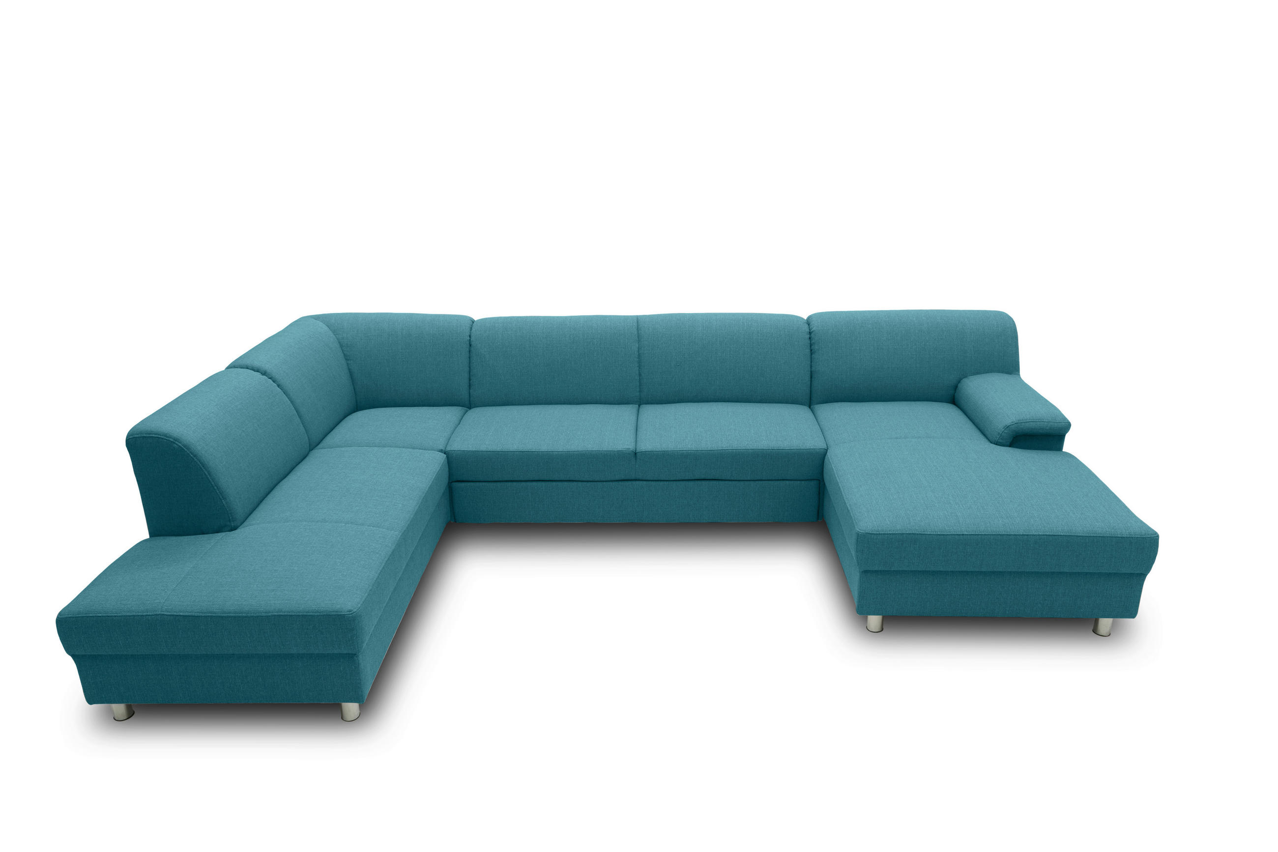 WOHNLANDSCHAFT Petrol Webstoff  - Chromfarben/Petrol, KONVENTIONELL, Textil/Metall (194/308/150cm) - MID.YOU