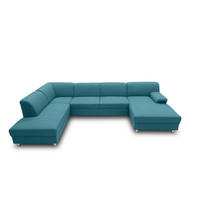 WOHNLANDSCHAFT Petrol Webstoff  - Chromfarben/Petrol, KONVENTIONELL, Textil/Metall (194/308/150cm) - MID.YOU