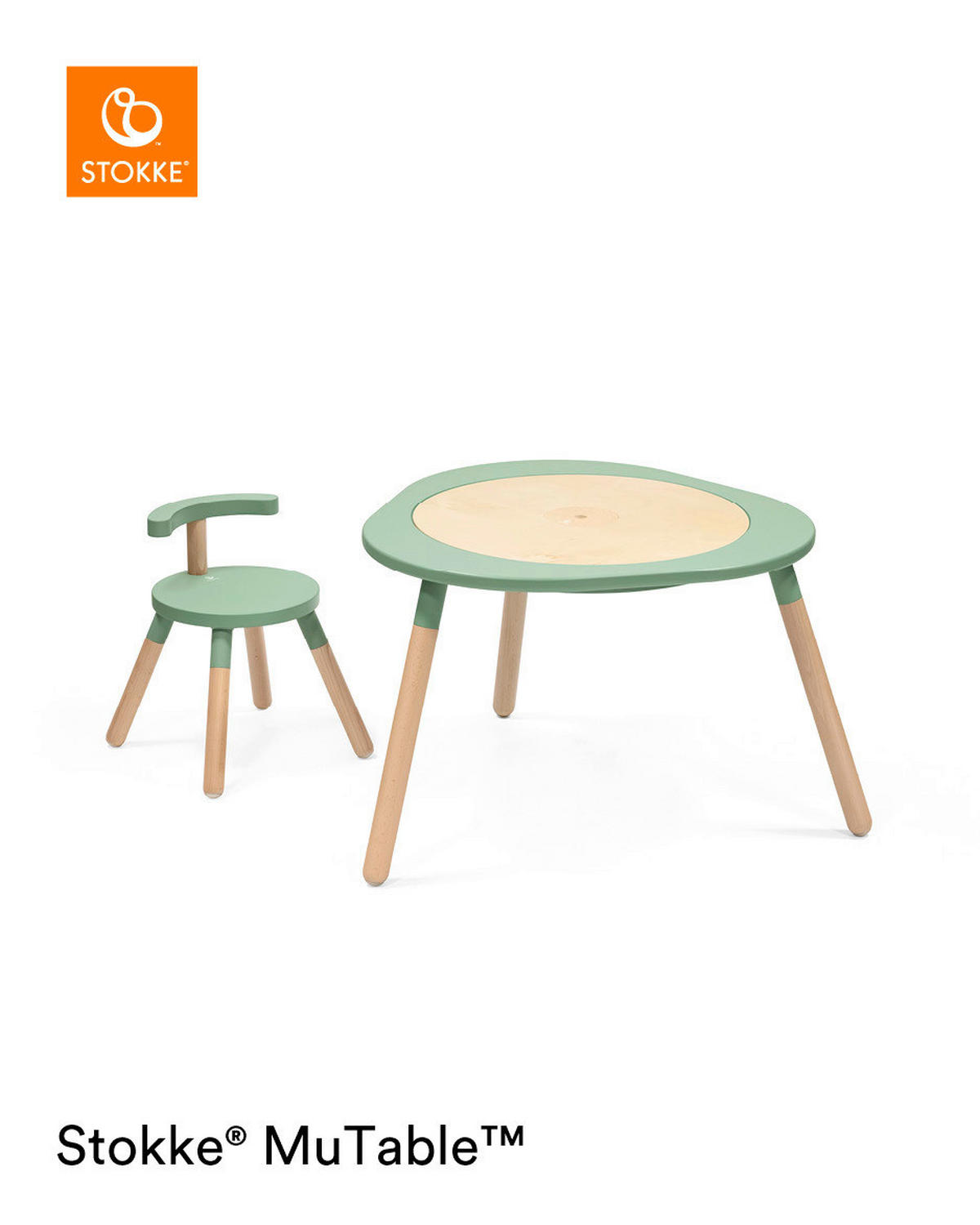 KINDERSTUHL - Naturfarben/Grün, Basics, Holz (35/42/35cm) - Stokke