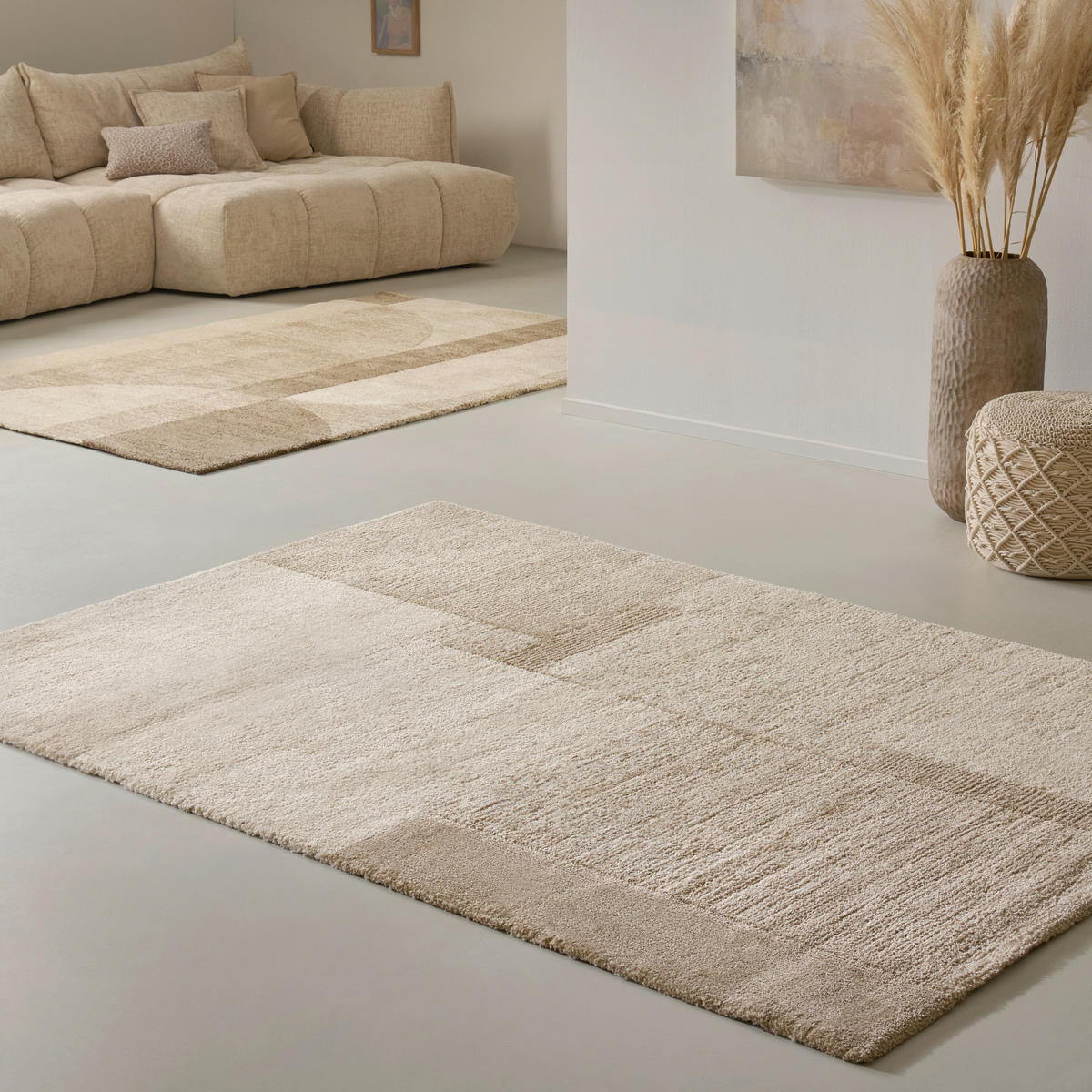 RUČNE TKANÝ KOBEREC, 130/190 cm, béžová - béžová, Natur, textil (130/190cm) - Linea Natura