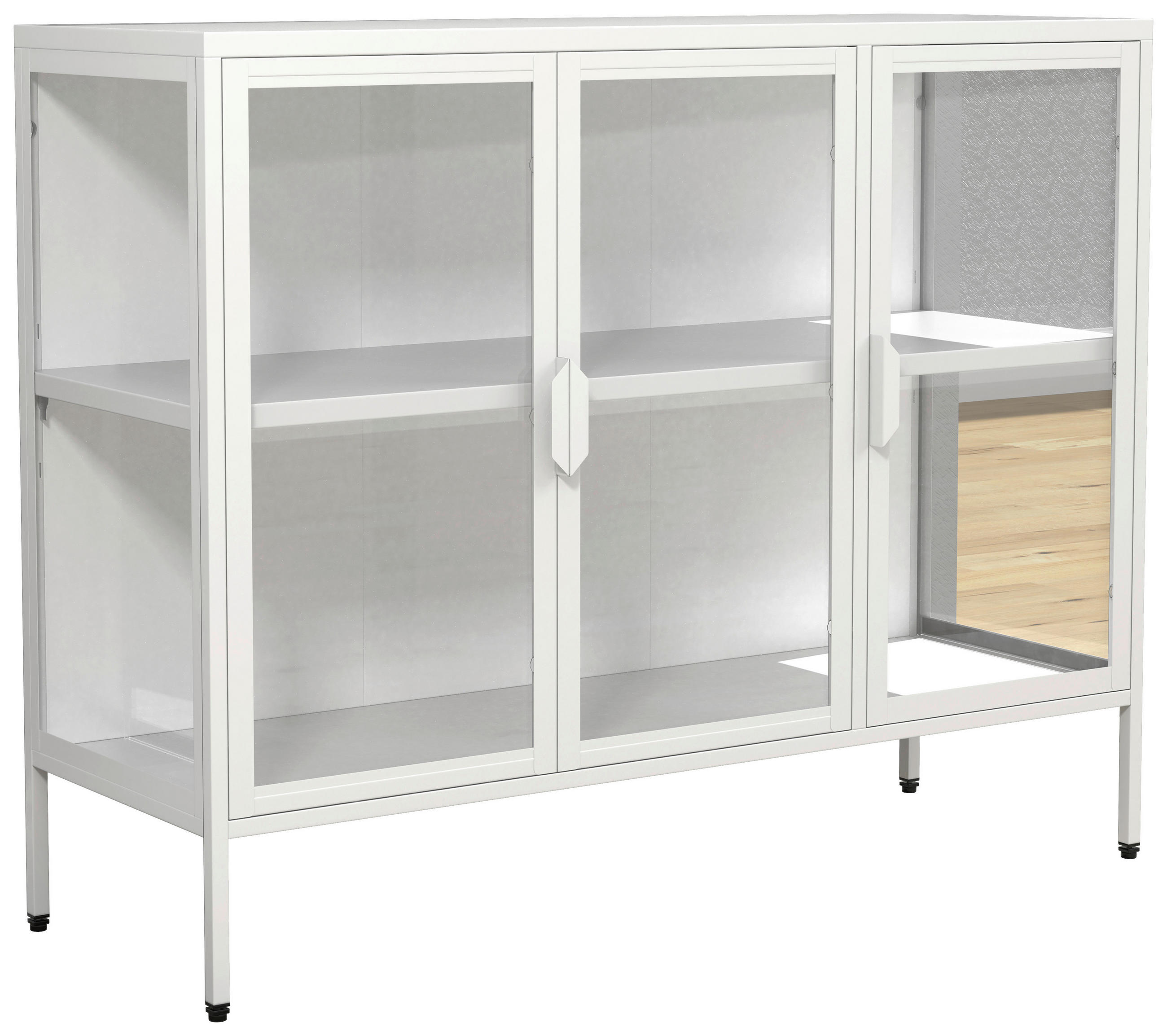 VITRINE in Weiß  - Transparent/Weiß, Design, Glas/Metall (110/80/35cm) - MID.YOU