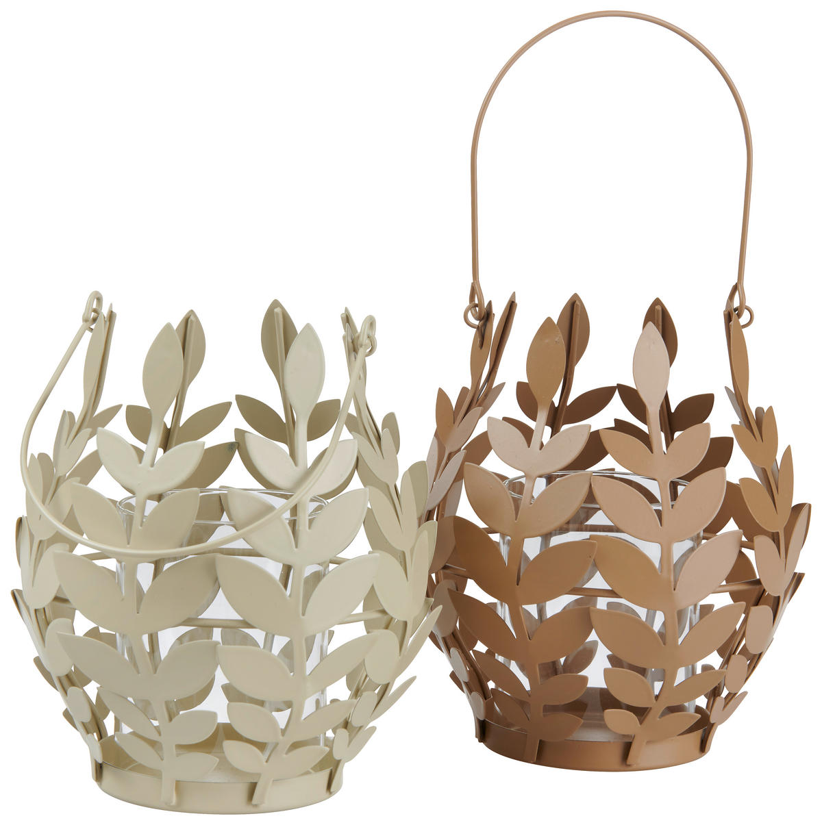 MÉCSESTARTÓ - barna, Natur, Üveg/fém (13/15,8cm) - Ambia Home