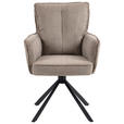 ARMLEHNSTUHL  Stoffauswahl, Sitzfläche 180° drehbar Cord  - Hellgrau/Schwarz, Design, Textil/Metall (62/95/67cm) - Novel