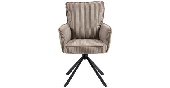 ARMLEHNSTUHL  Stoffauswahl, Sitzfläche 180° drehbar Cord  - Hellgrau/Schwarz, Design, Textil/Metall (62/95/67cm) - Novel