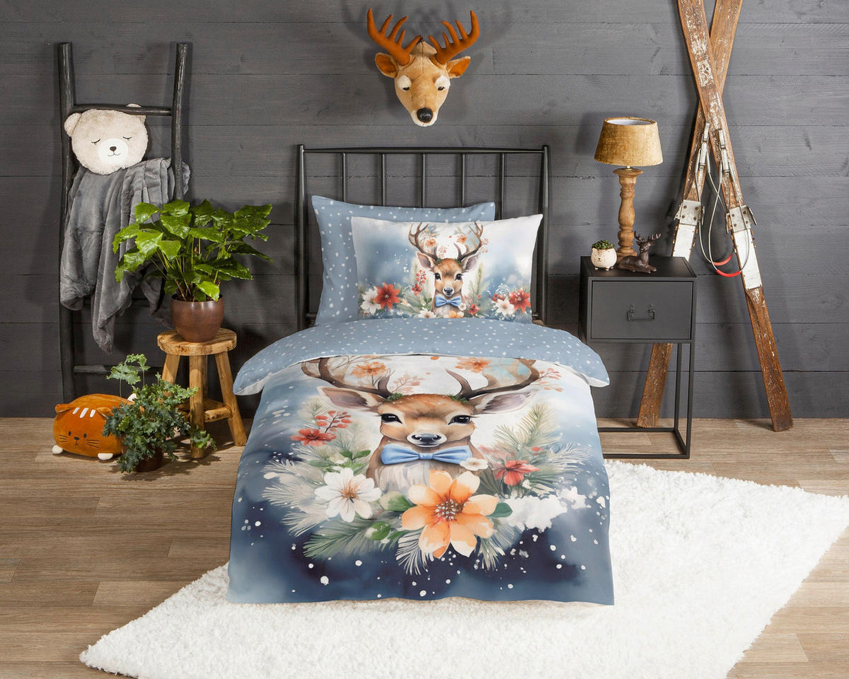 BETTWÄSCHE 2-teilig Good Morning Flanell, Biber 140/200 cm  - Blau/Multicolor, Basics, Textil (140/200cm)