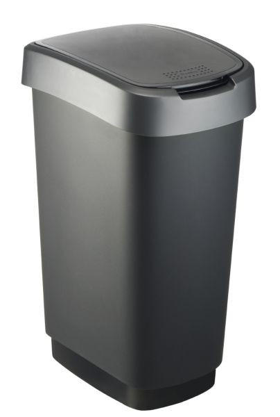 ABFALLEIMER TWIST 50 L  - Dunkelgrau/Schwarz, Basics, Kunststoff (40,1/29,8/60,2cm) - Rotho