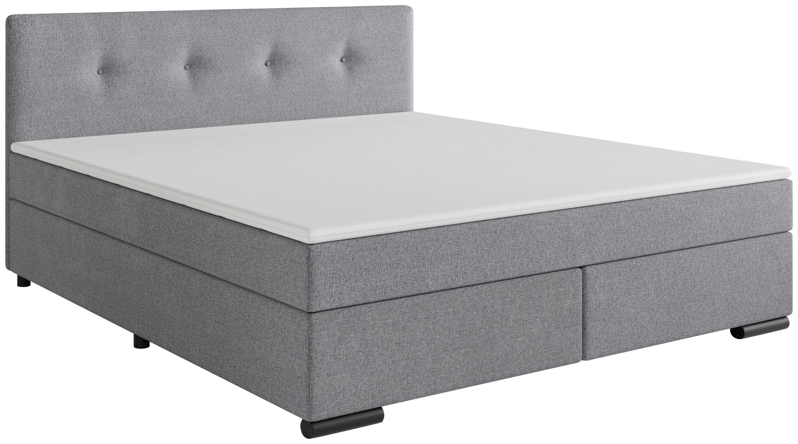 BOXSPRINGBETT 160/200 cm  in Hellgrau  - Hellgrau/Schwarz, MODERN, Karton/Holz (160/200cm) - MID.YOU