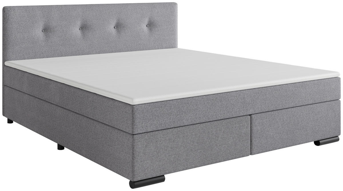 BOXSPRINGBETT 160/200 cm  in Hellgrau  - Hellgrau/Schwarz, MODERN, Karton/Holz (160/200cm) - MID.YOU