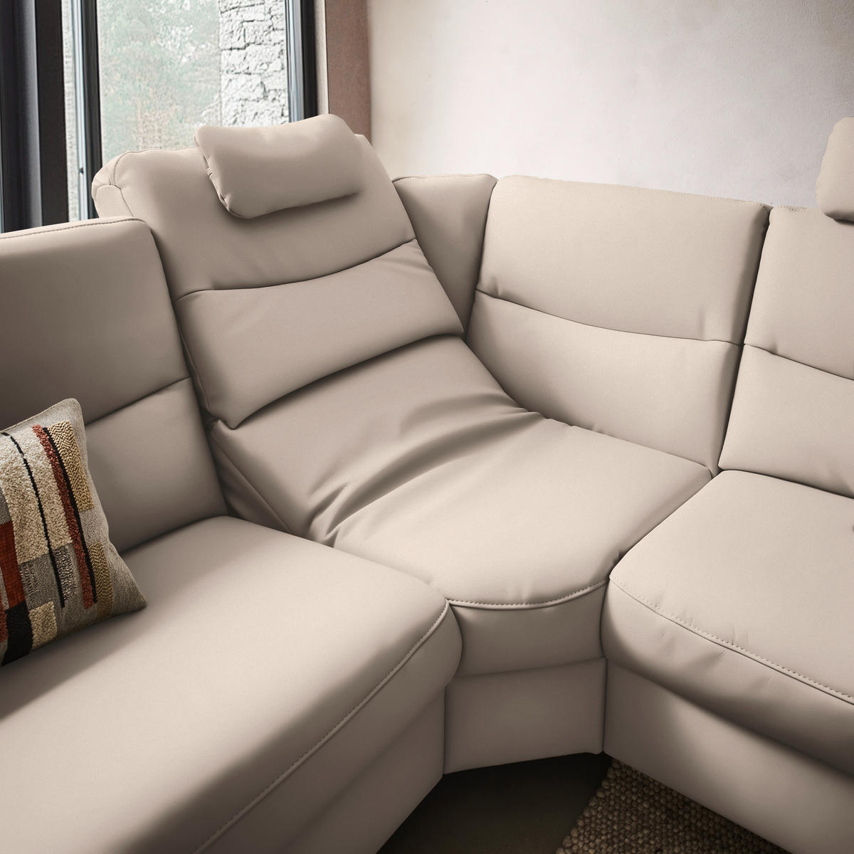 ECKSOFA in Echtleder Creme  280/249 cm  - Anthrazit/Creme, Design, Leder/Metall (280/249cm) - Himolla Komfortklass