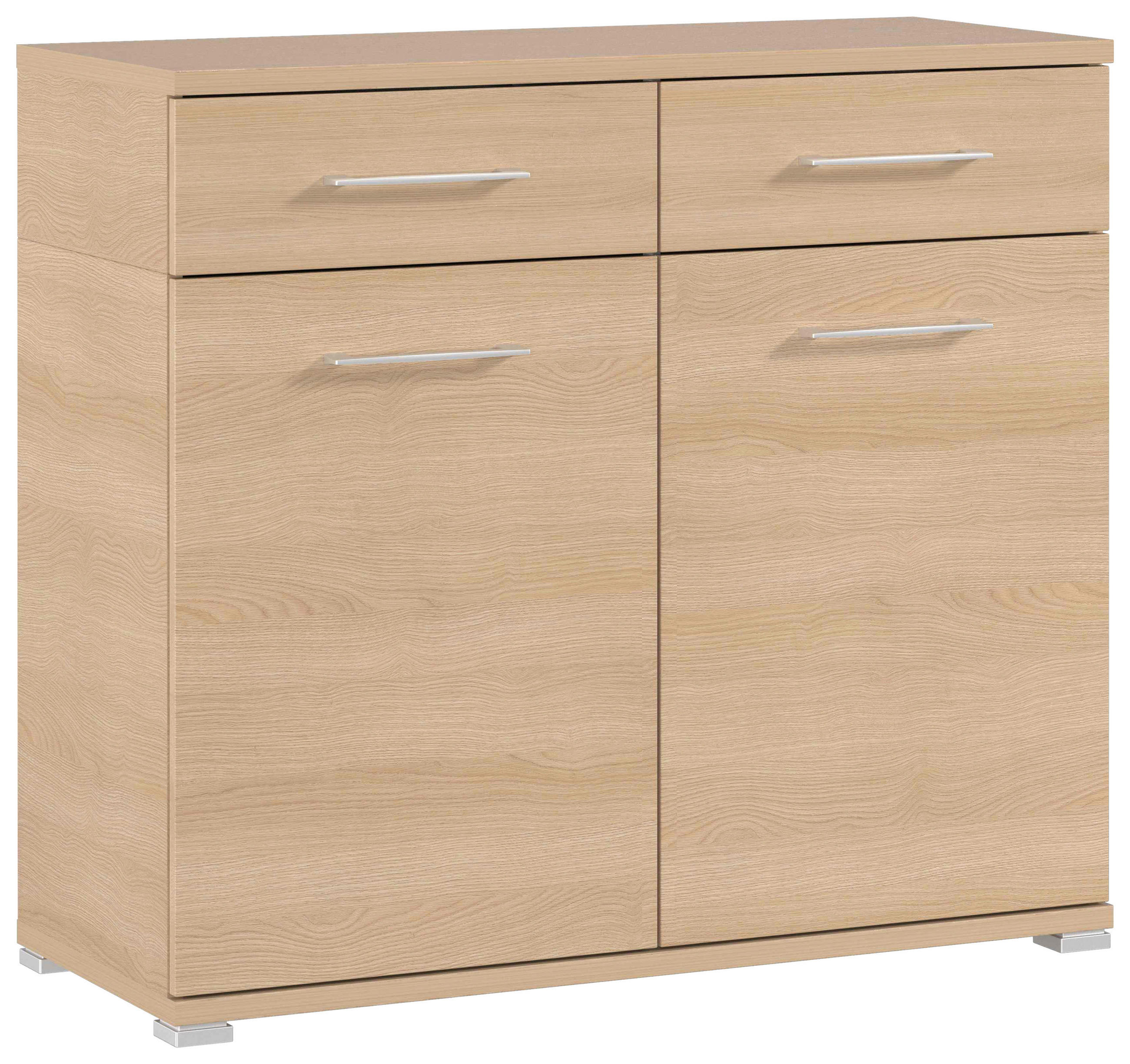 KOMMODE  in 96/87/40 cm  - Eichefarben/Silberfarben, KONVENTIONELL, Holzwerkstoff/Kunststoff (96/87/40cm)