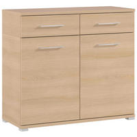 KOMMODE  in 96/87/40 cm  - Eichefarben/Silberfarben, KONVENTIONELL, Holzwerkstoff/Kunststoff (96/87/40cm)