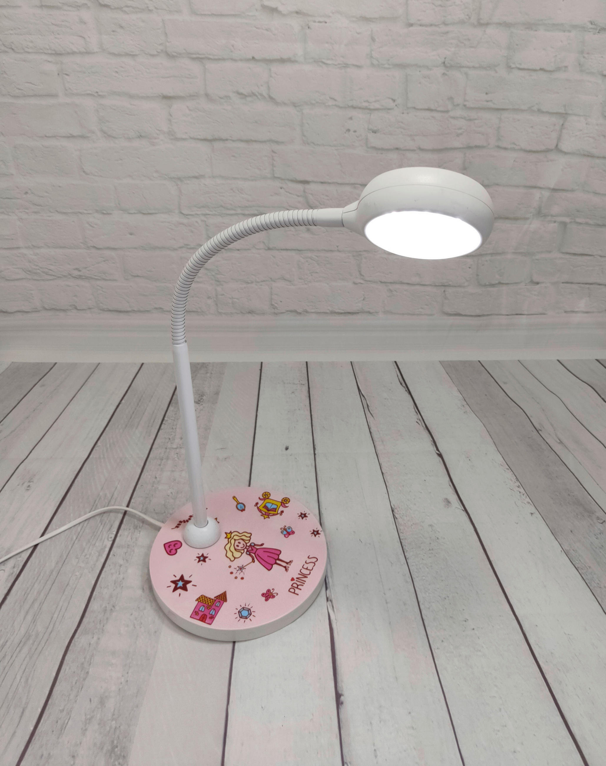 DETSKÁ STOLNÁ LAMPA, 20/43/20 cm - viacfarebná/biela, Basics, kov/kompozitné drevo (20/43/20cm)