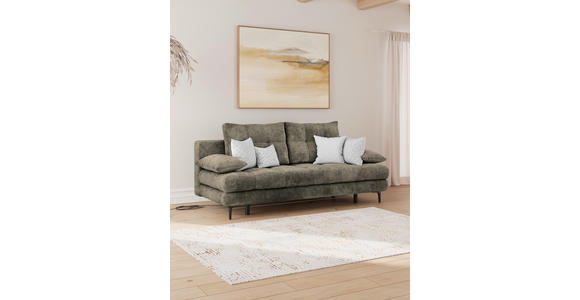 SCHLAFSOFA  mit Liegefunktion, Schlafen auf Sitzhöhe, Rücken echt Chenille Mokka  - Schwarz/Mokka, KONVENTIONELL, Textil/Metall (203/94/96cm) - Carryhome