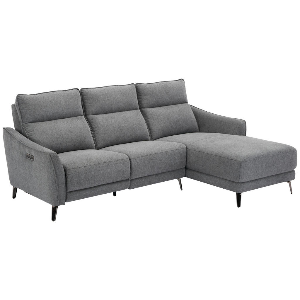 Thumbnail - Mid.you Ecksofa, Grau, Textil, 3-Sitzer, L-Form, Ottomane rechts, 239x168 cm, Reach, Bsci, CE, USB-Anschluss, USB-C-Ansc...