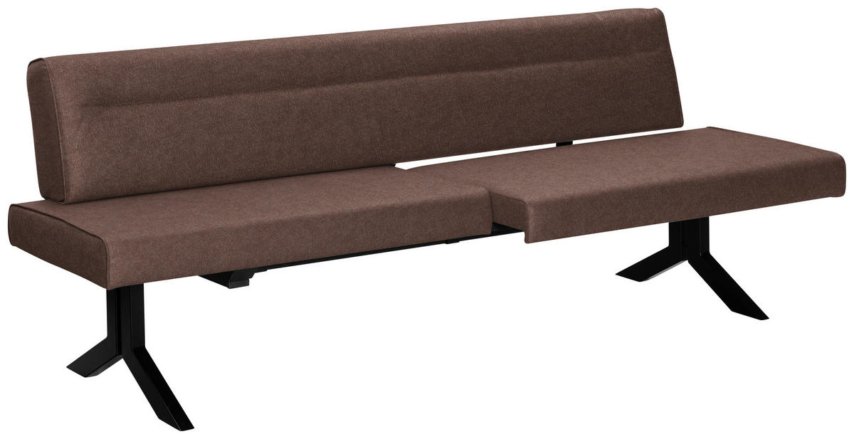SITZBANK in Metall, Textil Hellbraun  - Hellbraun/Schwarz, Konventionell, Textil/Metall (220/87/70-86cm) - Moderano