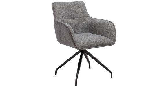 ARMLEHNSTUHL in Eisen Mikrofaser - Schwarz/Grau, Design, Textil/Metall (63/84/62cm) - Novel
