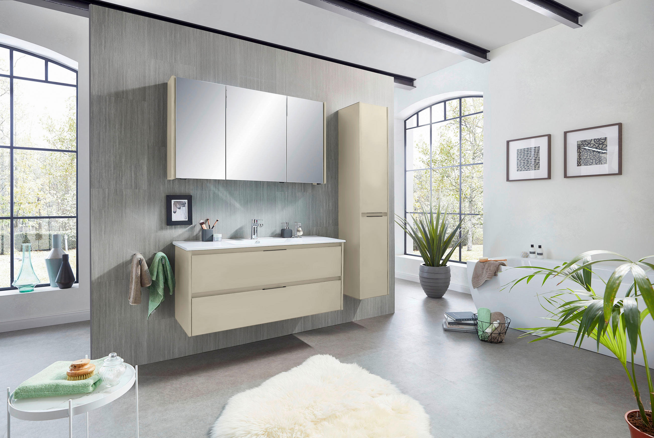 SPIEGELSCHRANK 125,5/70,3/17,6 cm  - Kaschmir/Silberfarben, Design, Glas/Holzwerkstoff (125,5/70,3/17,6cm) - Sadena