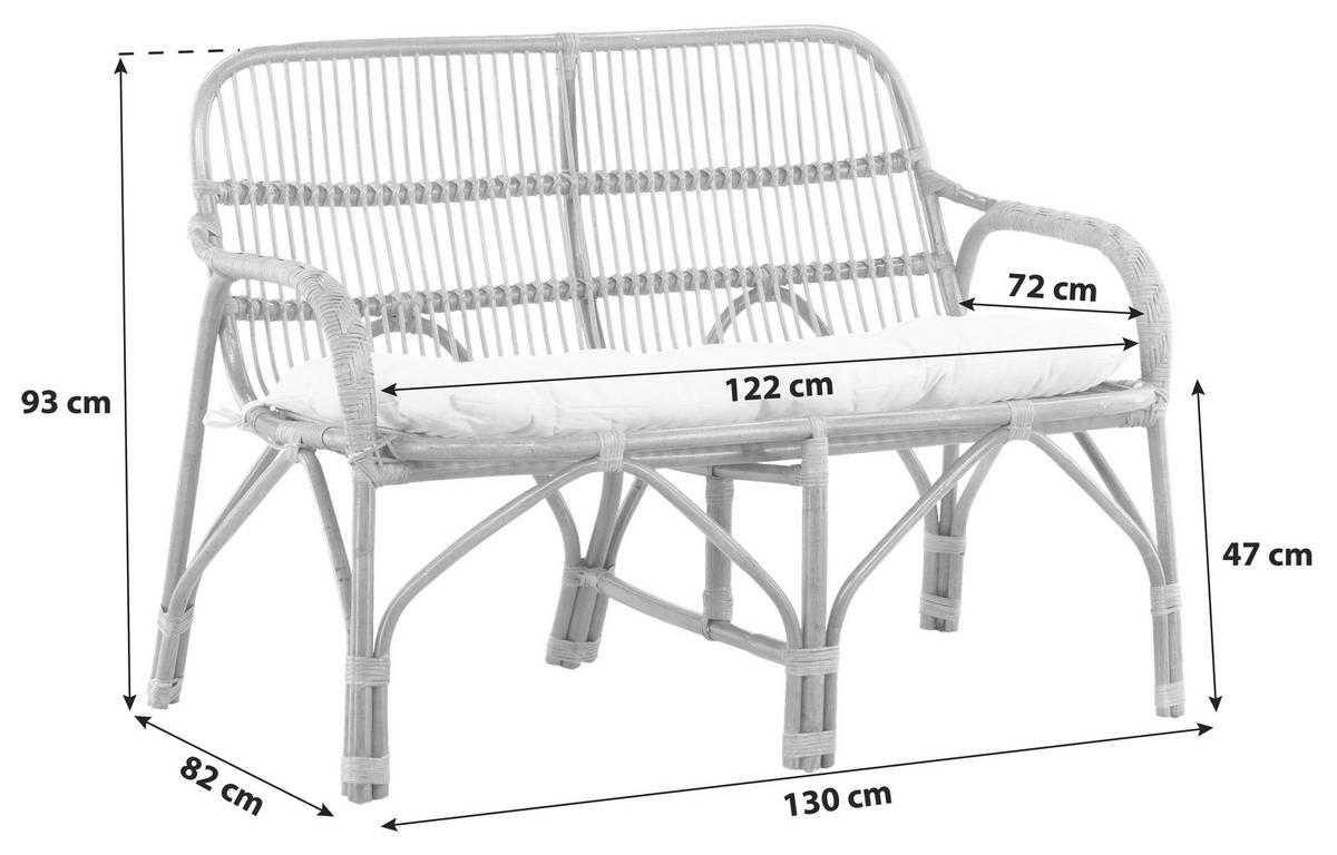 LOUNGESOFA  - Weiß/Naturfarben, KONVENTIONELL, Holz (130/93/82cm) - Gardenson