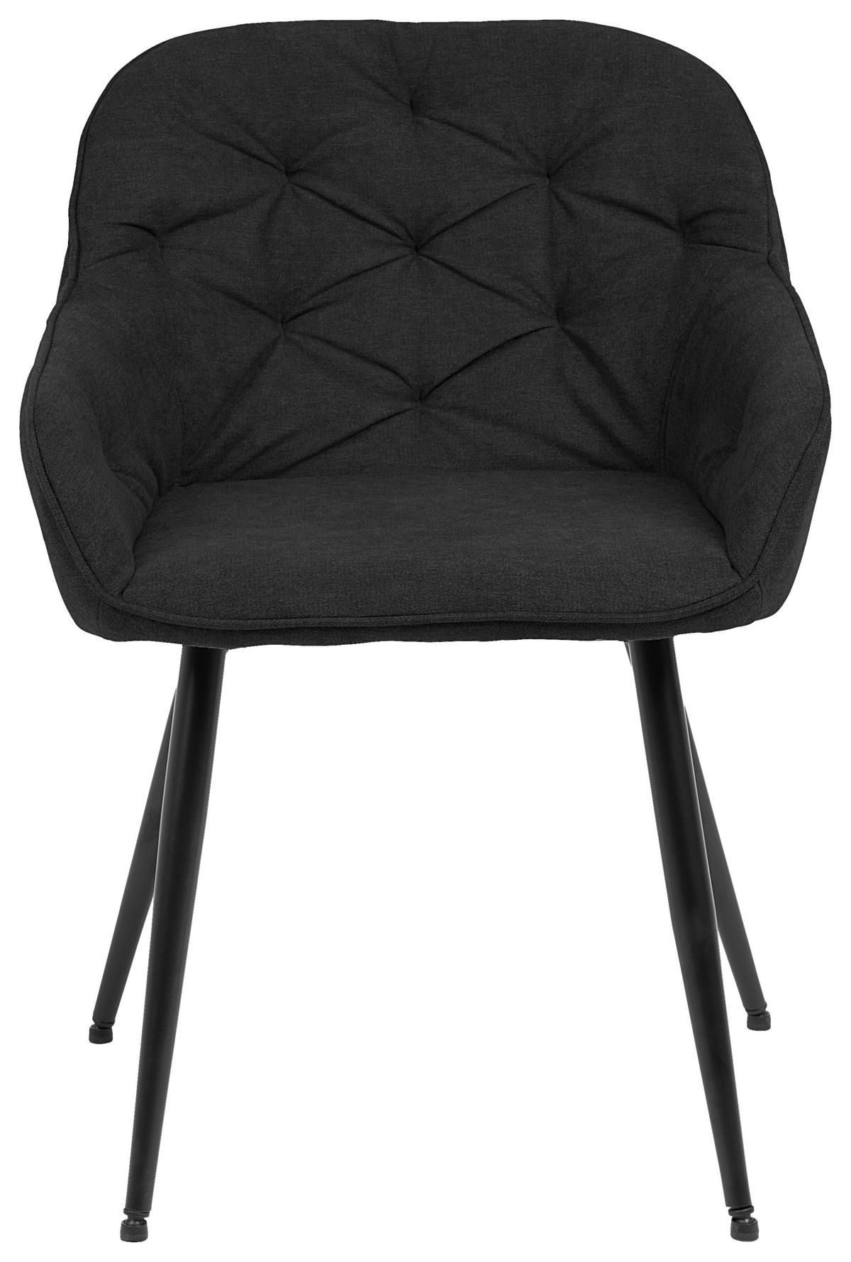 ARMLEHNSTUHL  in Eisen Webstoff  - Anthrazit/Schwarz, ROMANTIK / LANDHAUS, Textil/Metall (55/80/61cm) - Livetastic