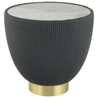 BEISTELLTISCH Dunkelgrau rund  - Dunkelgrau/Goldfarben, Design, Textil/Stein (47/45cm) - Kayoom