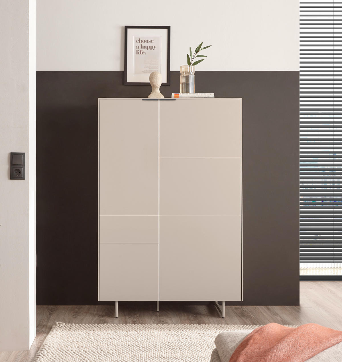 HIGHBOARD Schwarz, Kaschmir  95/134/38 cm  - Kaschmir/Schwarz, MODERN, Holzwerkstoff/Metall (95/134/38cm) - Carryhome
