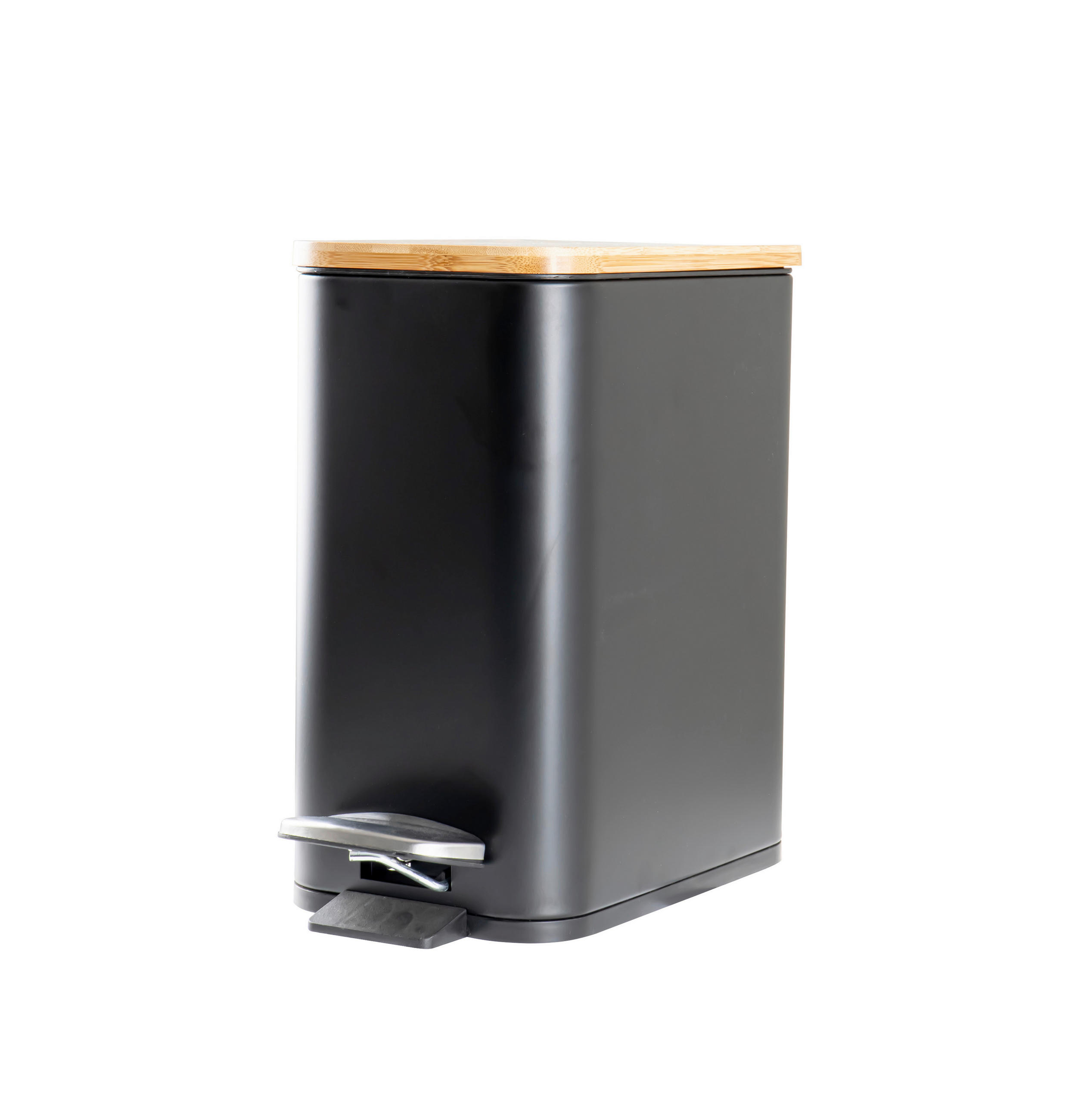 KOSMETIKEIMER 5 l  Metall, Holz  - Schwarz, Basics, Holz/Kunststoff (14/29/28,5cm) - Sadena