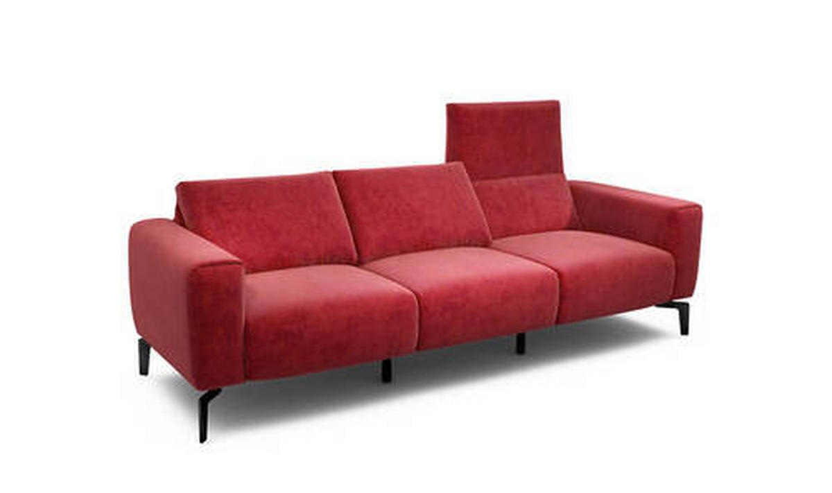 3-SITZER-SOFA in Samt Rot  - Rot/Schwarz, Design, Textil/Metall (250/86/86-94cm) - SENSOO