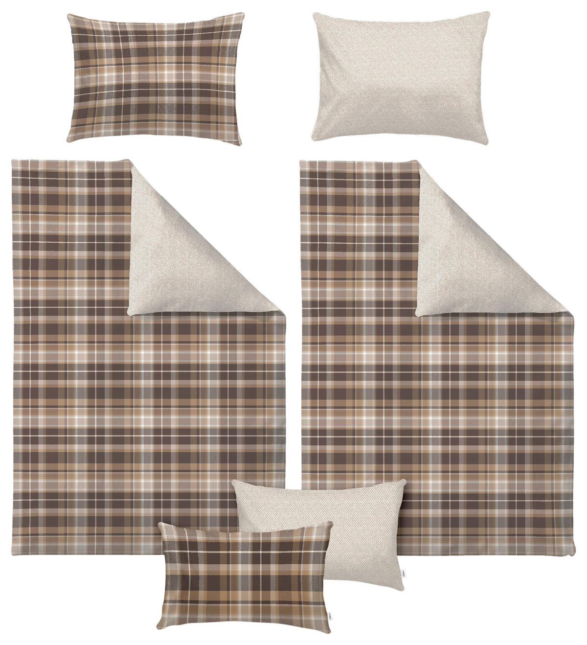 BETTWÄSCHE 6-teilig S. OLIVER Flanell 140/200 cm  - Beige/Braun, Basics, Textil (140/200cm) - S. Oliver