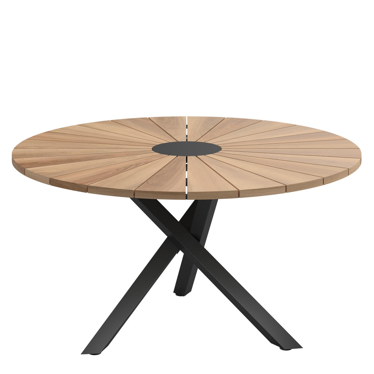 GARTENTISCH Holz, Metall rund  - Schwarz/Naturfarben, MODERN, Holz/Metall (150/75/150cm) - Ambia Garden