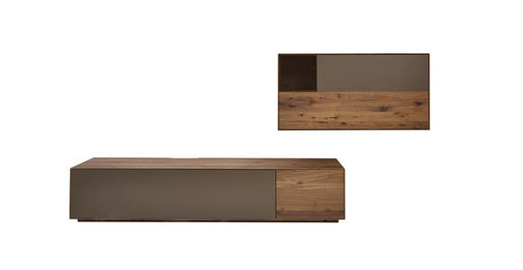 WOHNWAND in Bronzefarben, Nussbaumfarben - Nussbaumfarben/Bronzefarben, Natur, Glas/Holz (297,5/141/55 / 41cm) - Dieter Knoll