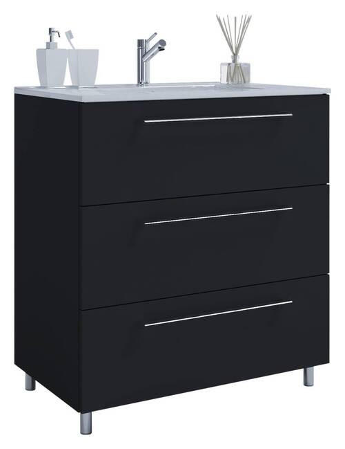 WASCHTISCHKOMBI  - Alufarben/Schwarz, MODERN, Keramik/Holzwerkstoff (80/86/46cm) - MID.YOU