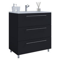 WASCHTISCHKOMBI  - Alufarben/Schwarz, MODERN, Keramik/Holzwerkstoff (80/86/46cm) - MID.YOU